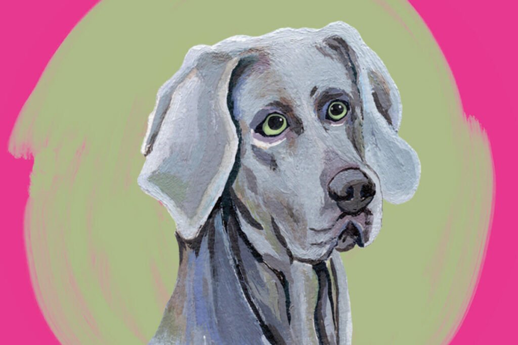couverture de projet illustratif d'un chien réalisé à la peinture acrylique
