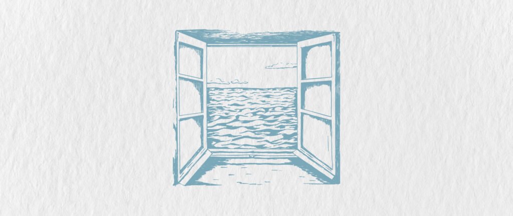 image illustrée d'une fenêtre sur la mer